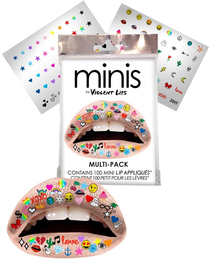small temporary appliqués are made for the lips, face, nails, and body. Minis are the perfect way to make a lil' but memorable statement.